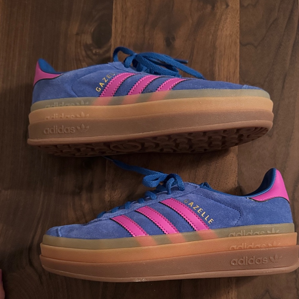 Adidas Gazelle Bold Suede Blue with Purple/Pink leather Highlights